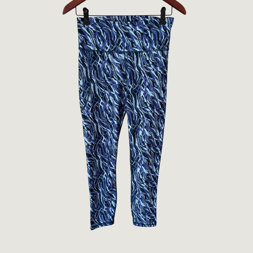 Under Armour HeatGear Blue Abstract Print Compression Leggings Womens Medium